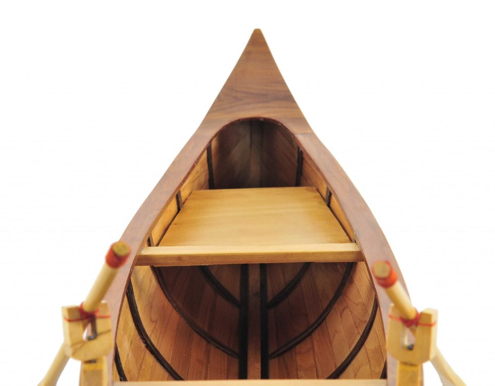 7" Brown Solid Wood Hand Painted Model Boat HomeRoots