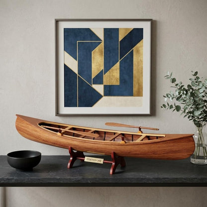 6" Wood Brown Solid Wood Hand Painted Model Boat Tabletop Sculpture HomeRoots