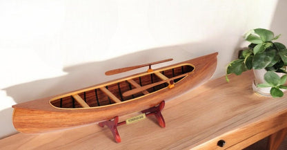 6" Wood Brown Solid Wood Hand Painted Model Boat Tabletop Sculpture HomeRoots