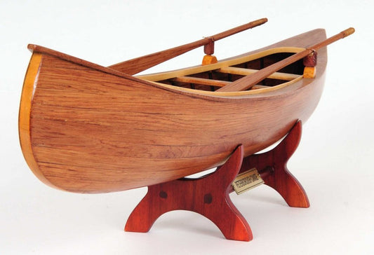 6" Wood Brown Solid Wood Hand Painted Model Boat Tabletop Sculpture HomeRoots
