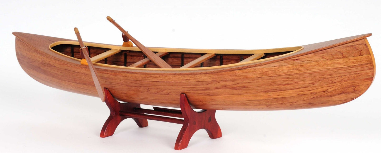 6" Wood Brown Solid Wood Hand Painted Model Boat Tabletop Sculpture