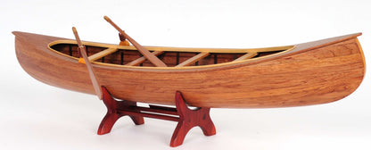 6" Wood Brown Solid Wood Hand Painted Model Boat Tabletop Sculpture