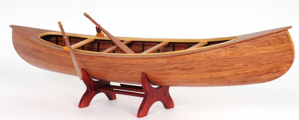 6" Wood Brown Solid Wood Hand Painted Model Boat Tabletop Sculpture HomeRoots