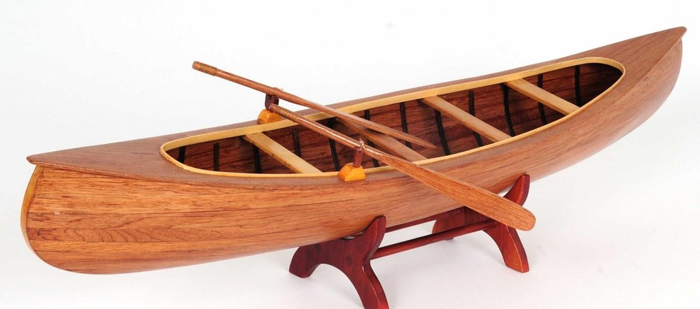 6" Wood Brown Solid Wood Hand Painted Model Boat Tabletop Sculpture HomeRoots