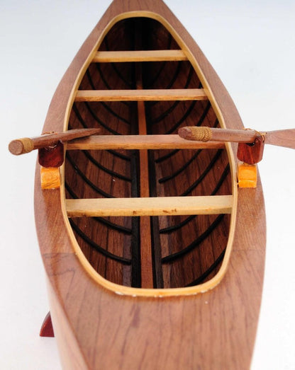 6" Wood Brown Solid Wood Hand Painted Model Boat Tabletop Sculpture HomeRoots