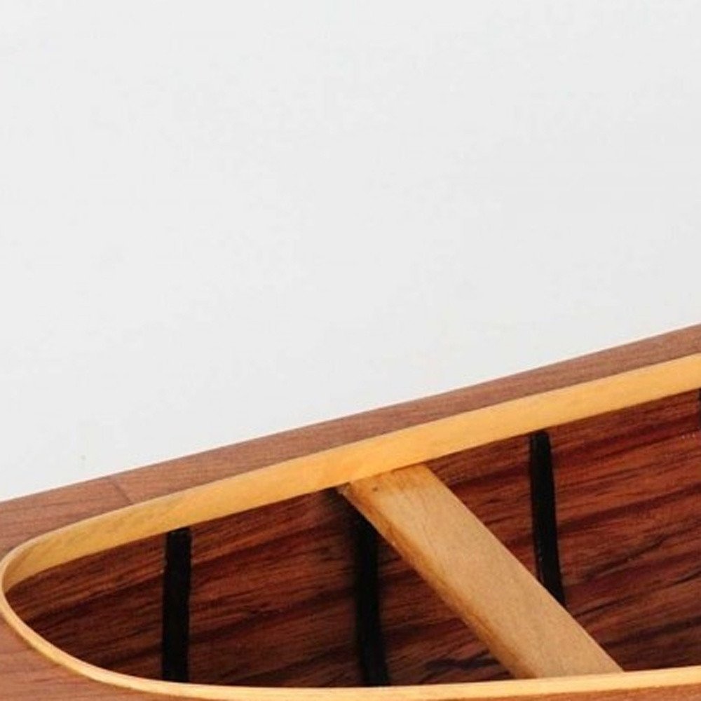 6" Wood Brown Solid Wood Hand Painted Model Boat Tabletop Sculpture HomeRoots