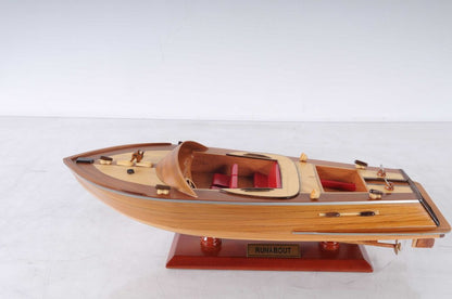 16" Brown Solid Wood Hand Painted Runabout Canoe Model Boat HomeRoots