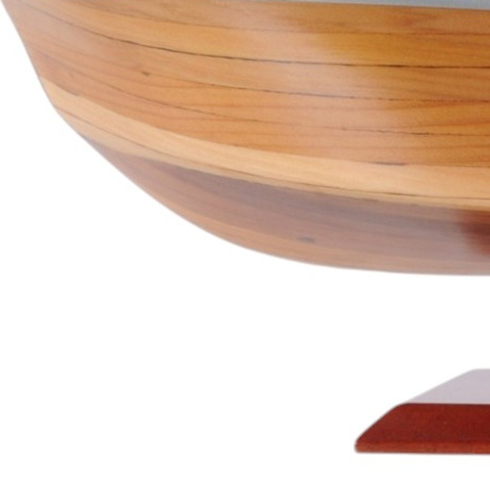 16" Brown Solid Wood Hand Painted Runabout Canoe Model Boat — view 12
