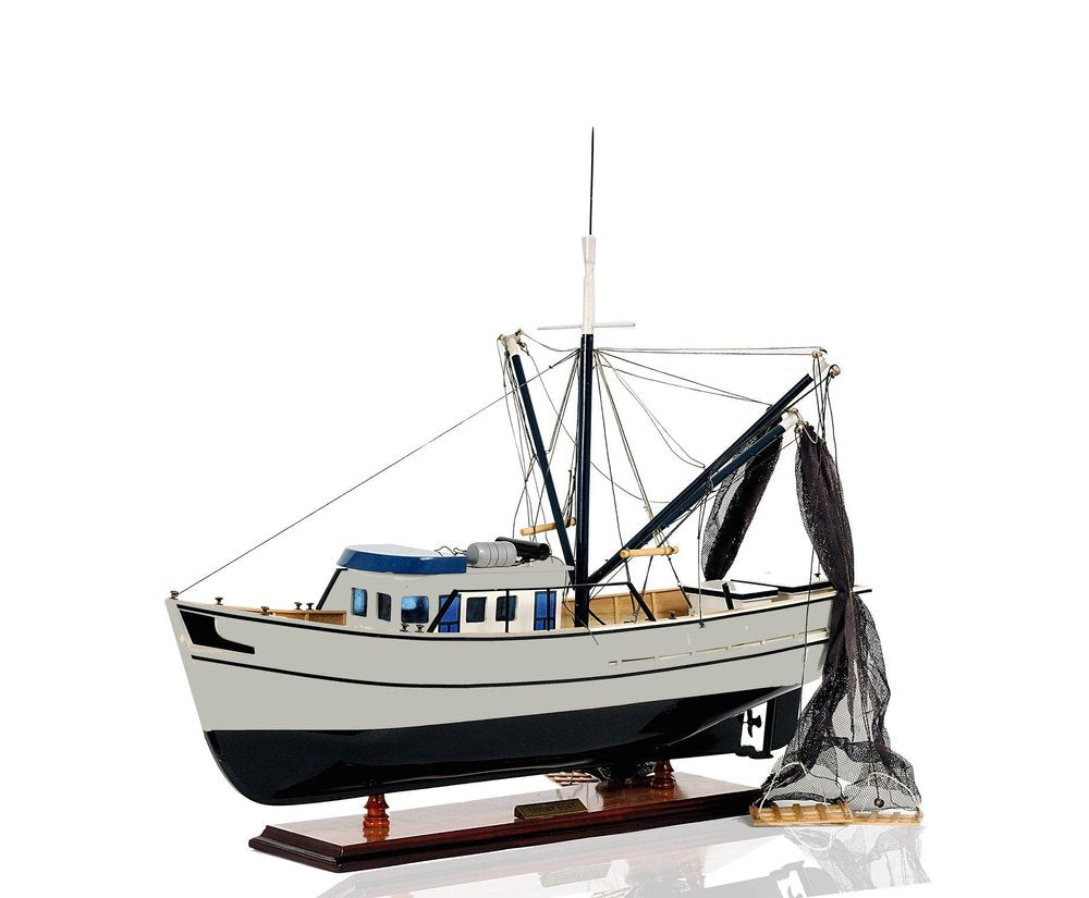 22" Black And White Solid Wood Hand Painted Model Boat HomeRoots