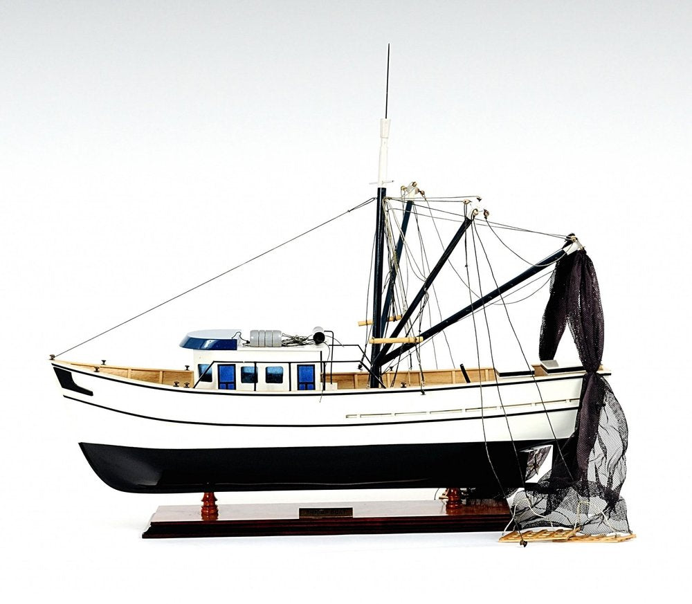 22" Black And White Solid Wood Hand Painted Model Boat HomeRoots