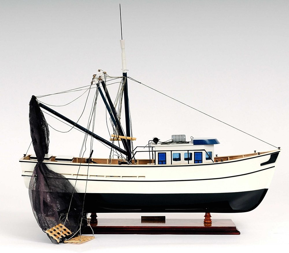 22" Black And White Solid Wood Hand Painted Model Boat HomeRoots