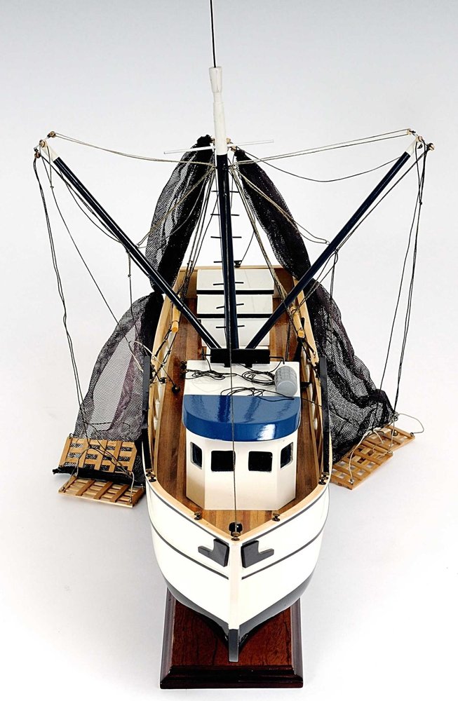 22" Black And White Solid Wood Hand Painted Model Boat HomeRoots