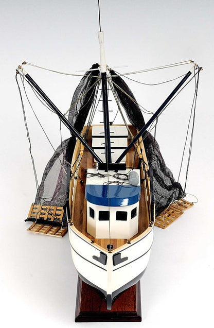 22" Black And White Solid Wood Hand Painted Model Boat HomeRoots