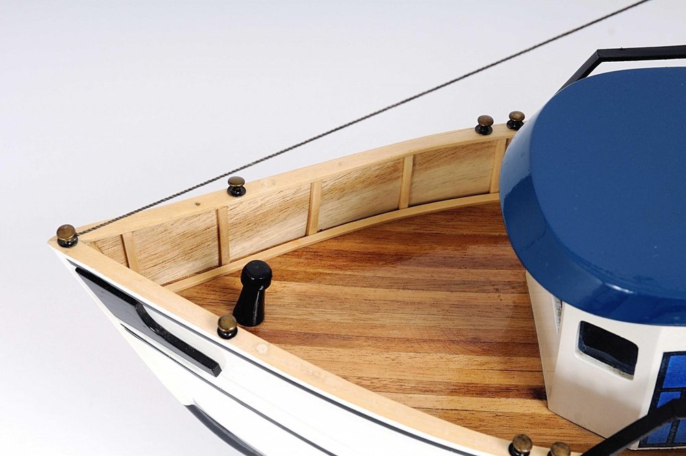 22" Black And White Solid Wood Hand Painted Model Boat HomeRoots