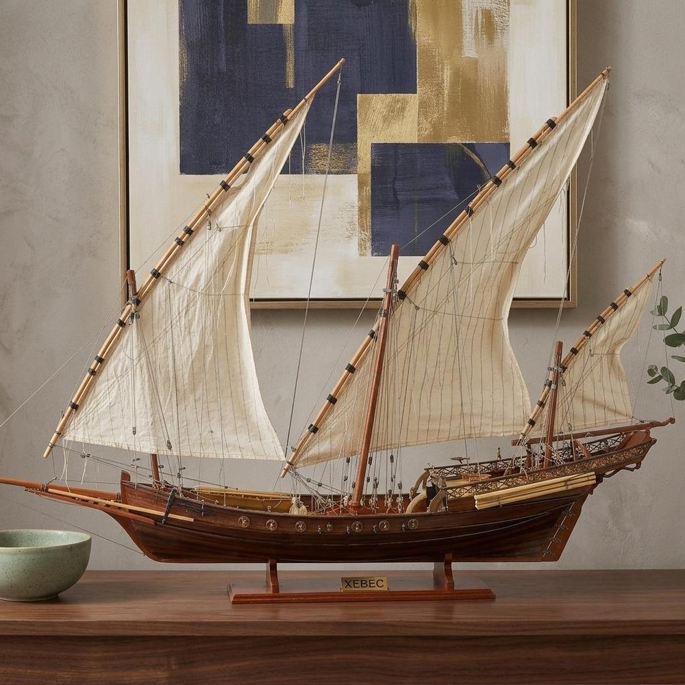 27" Brown Manufactured Wood Boat Hand Painted Sculpture HomeRoots