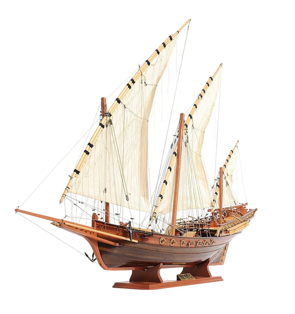 27" Brown Manufactured Wood Boat Hand Painted Sculpture HomeRoots