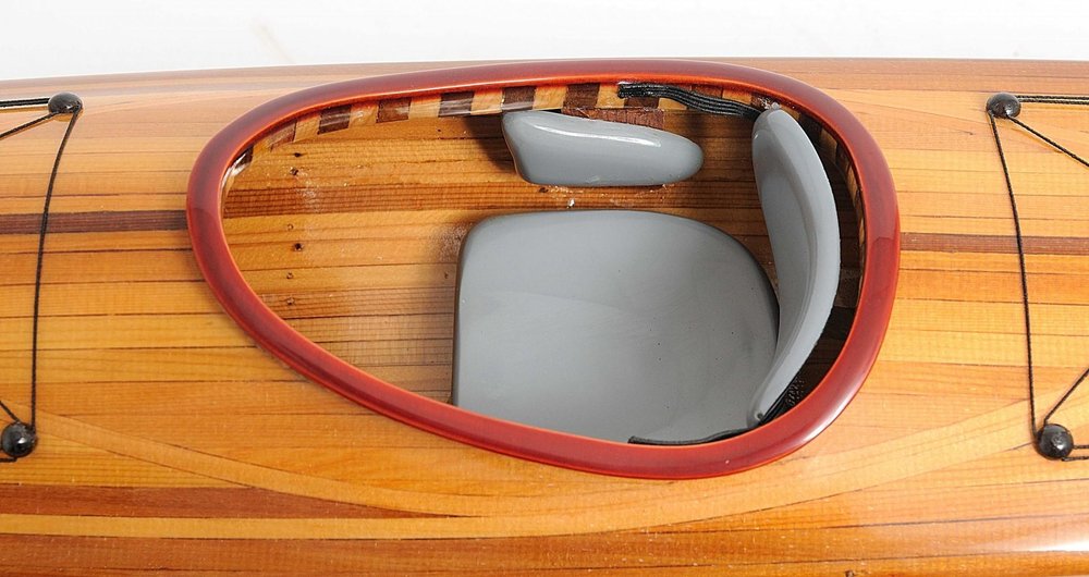 5" Brown Solid Wood Hand Painted Model Boat — view 3