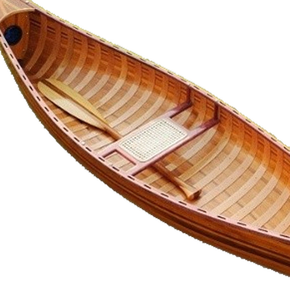 26.25" X 118.5" X 16" Wooden Canoe With Ribs Curved Bow