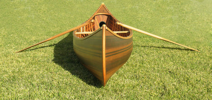 16" Wood Brown Solid Wood Hand Painted Model Boat Tabletop Sculpture