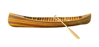 16" Wood Brown Solid Wood Hand Painted Model Boat Tabletop Sculpture