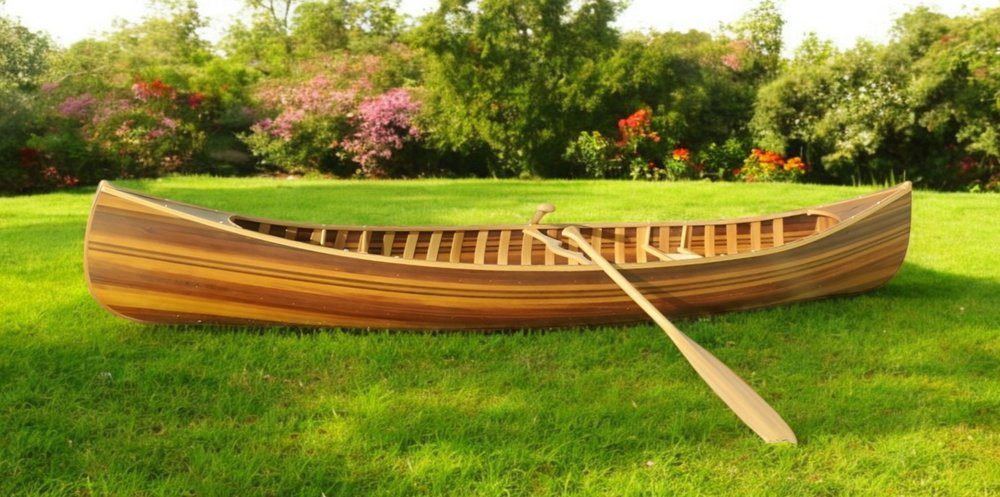 16" Wood Brown Solid Wood Hand Painted Model Boat Tabletop Sculpture HomeRoots