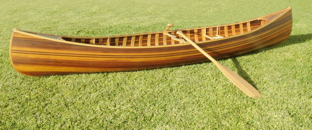 16" Brown Solid Wood Hand Painted Model Boat