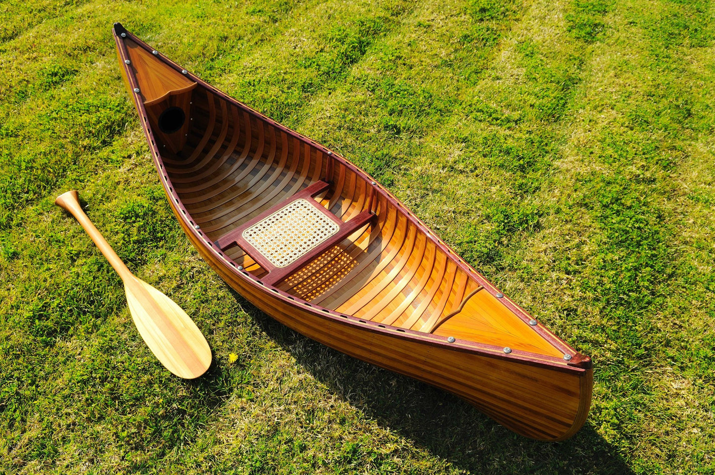 20.25" X 70.5" X 15" Wooden Canoe With Ribs