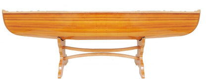Natural Solid Wood and Glass Canoe Coffee Table HomeRoots
