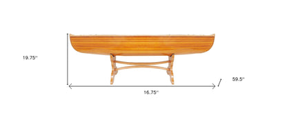Natural Solid Wood and Glass Canoe Coffee Table - FurniFindUSA