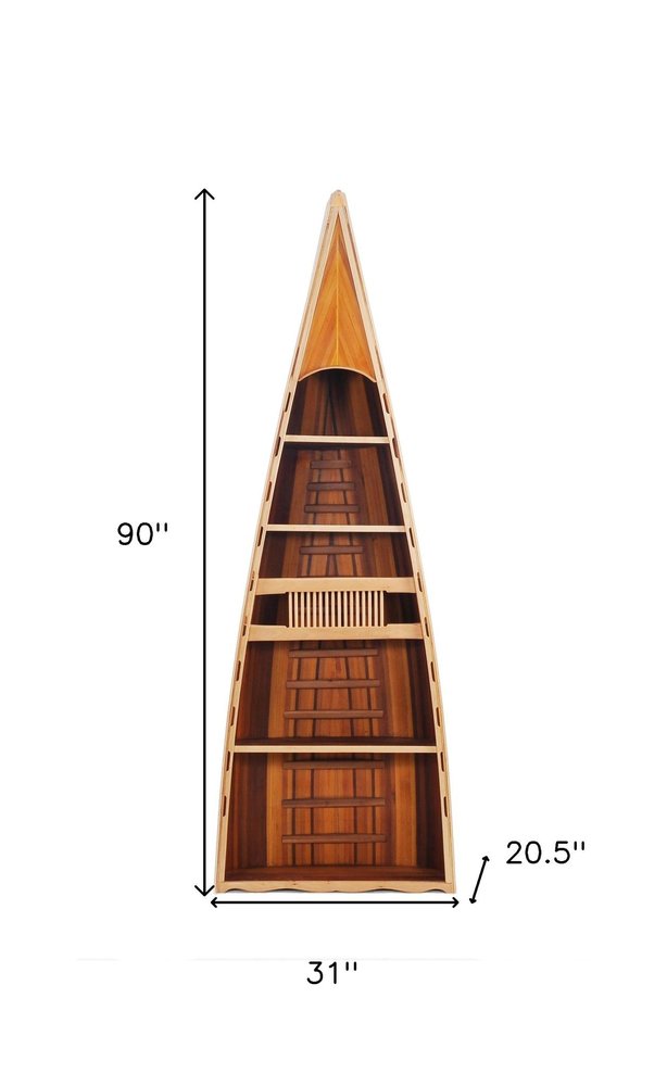 21" Wood Brown Solid Wood Six Tier Boat Bookcase HomeRoots