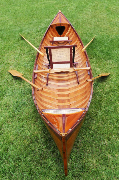 39.5" X 190" X 25.5" Traditional Wooden Canoe With Ribs