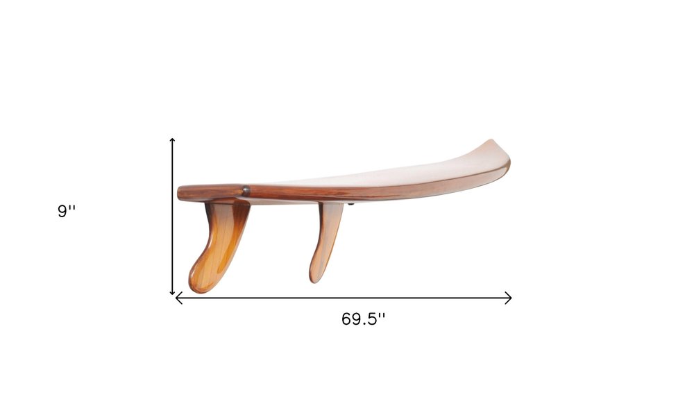 70" Brown Solid Wood Wall Mounted Floating Shelf — view 7