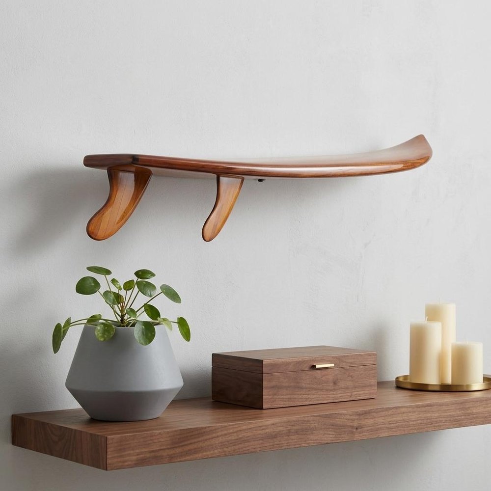 70" Brown Solid Wood Wall Mounted Floating Shelf — view 9