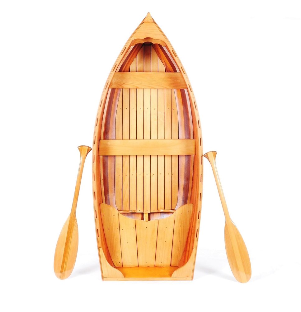 15" Brown Solid Wood Hand Painted Model Boat HomeRoots