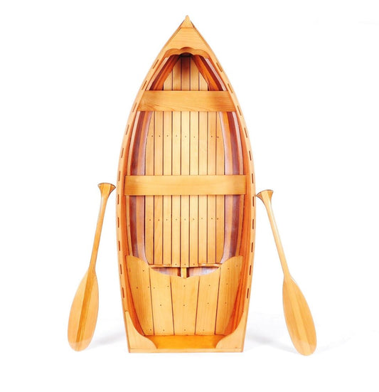 15" Brown Solid Wood Hand Painted Model Boat HomeRoots