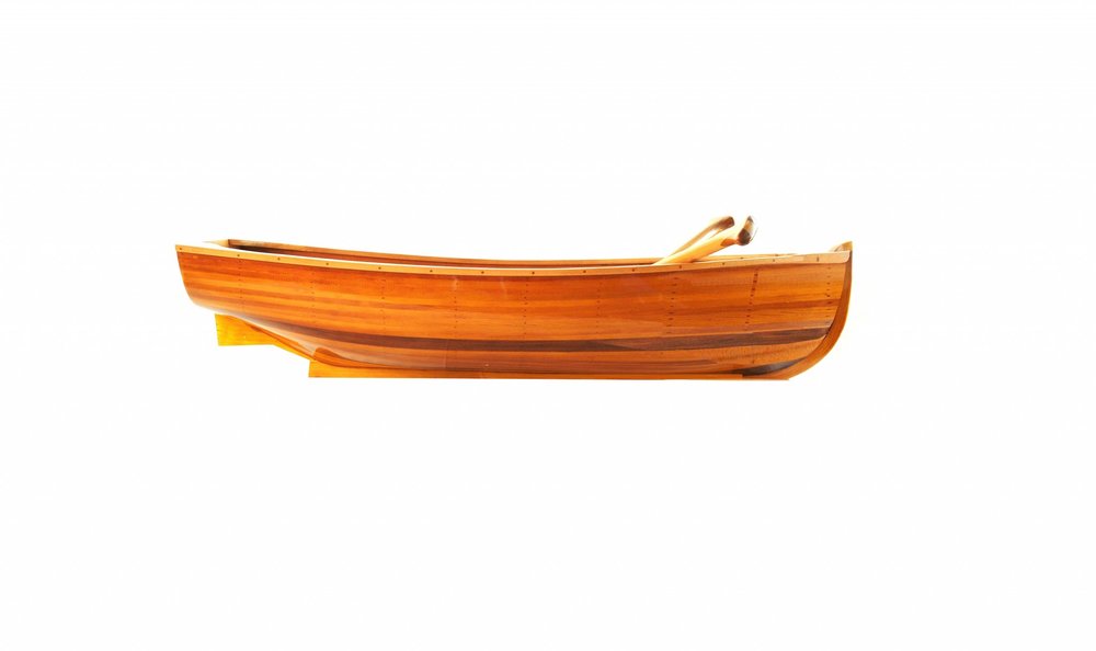 15" Brown Solid Wood Hand Painted Model Boat HomeRoots