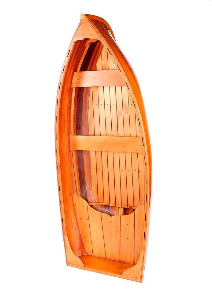 15" Brown Solid Wood Hand Painted Model Boat HomeRoots