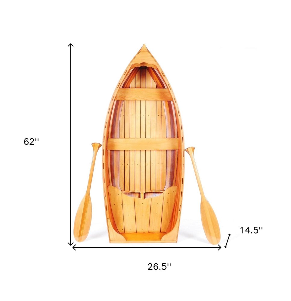 15" Brown Solid Wood Hand Painted Model Boat HomeRoots