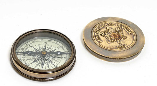 Brass Makers To The Queen Compass With Leather Case HomeRoots