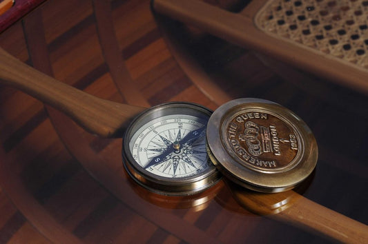 Brass Makers To The Queen Compass With Leather Case HomeRoots