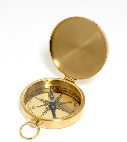 Shiny Brass Marine Compass With Lid HomeRoots