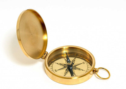 Shiny Brass Marine Compass With Lid HomeRoots