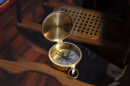 Shiny Brass Marine Compass With Lid HomeRoots