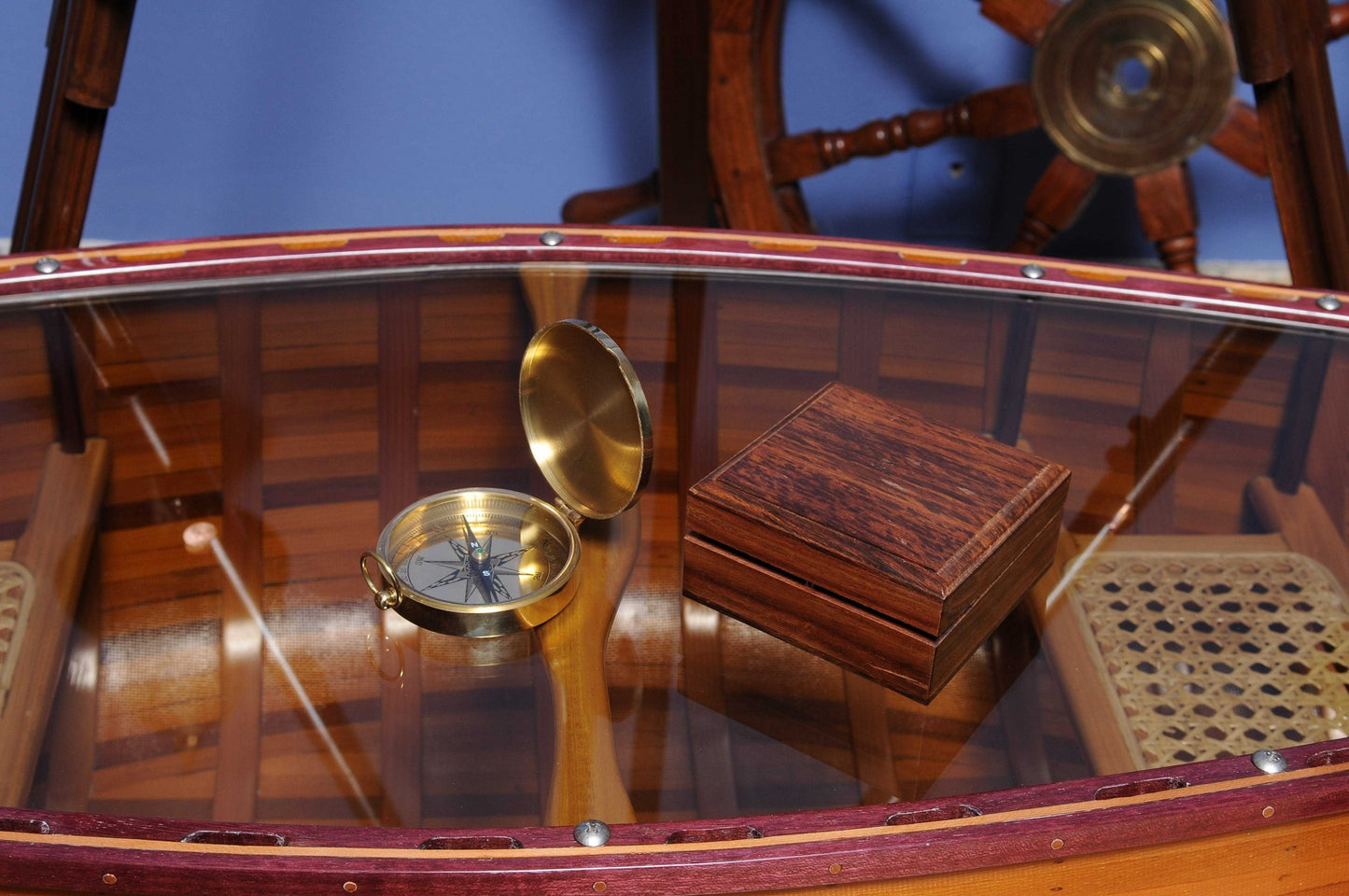 Shiny Brass Marine Compass With Lid