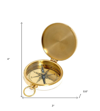 Shiny Brass Marine Compass With Lid HomeRoots