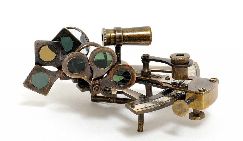 4" X 4.5" X 2.5" Nautical Sextant In Wood Box  Medium HomeRoots