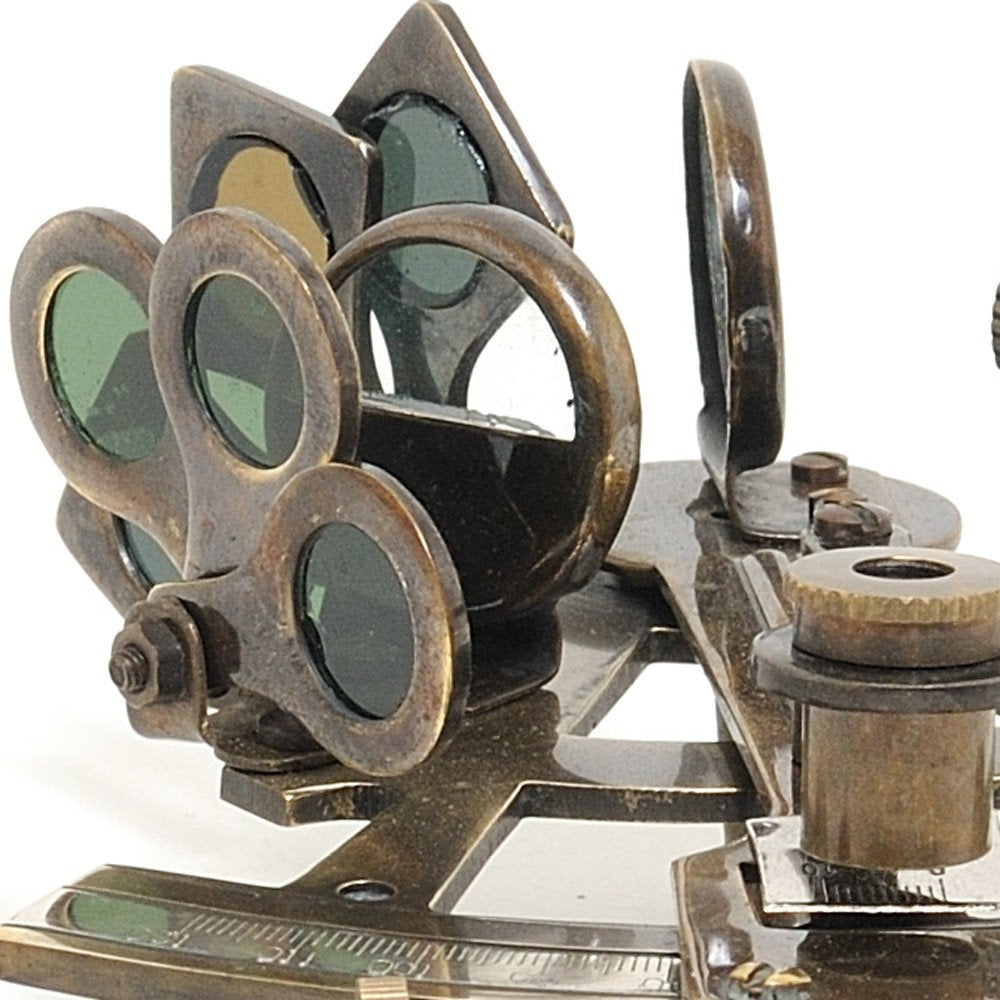 4" X 4.5" X 2.5" Nautical Sextant In Wood Box  Medium HomeRoots