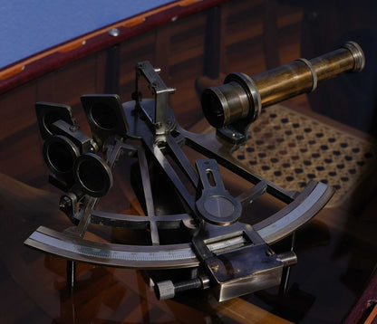 8.5" X 8" X 4.5" Nautical Sextant In Wood Box  Large HomeRoots