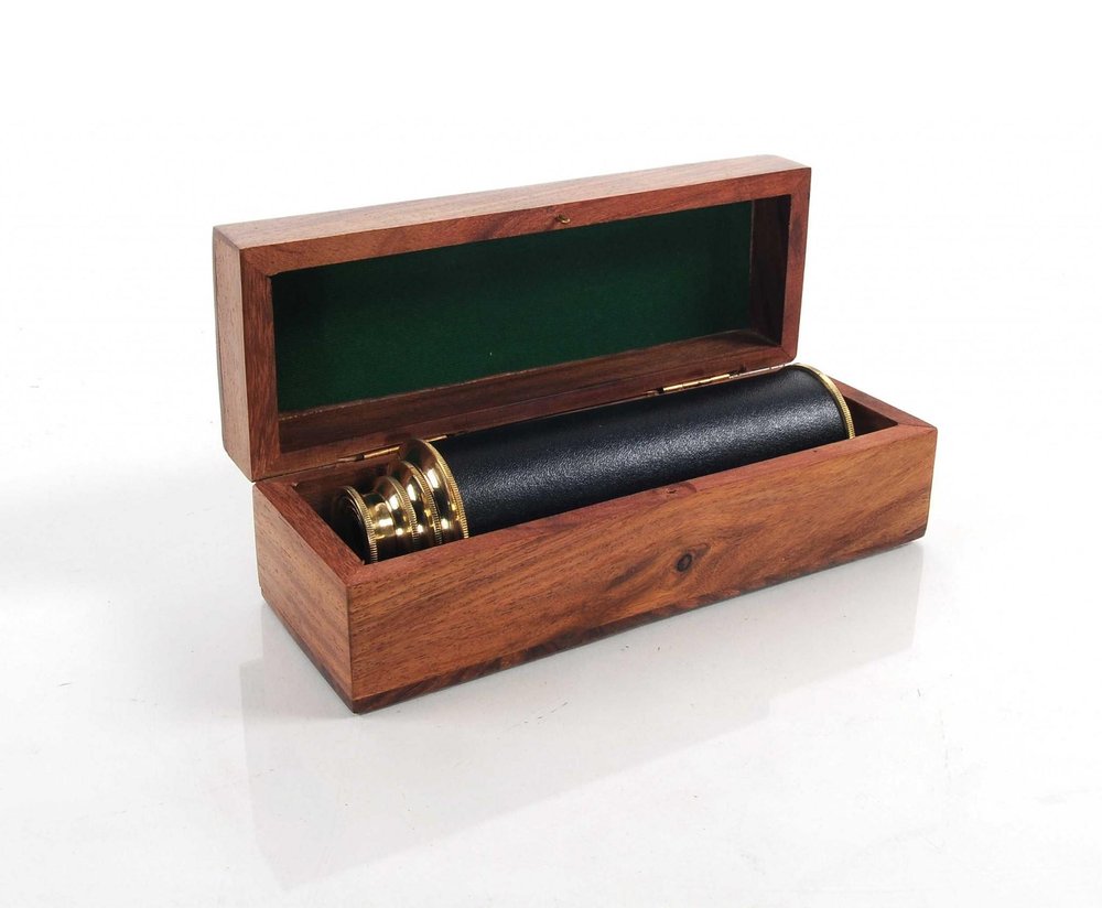 1.5" X 15" X 1.5" Handheld Telescope In Wood Box HomeRoots