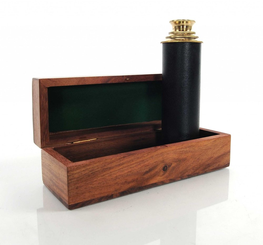 1.5" X 15" X 1.5" Handheld Telescope In Wood Box HomeRoots